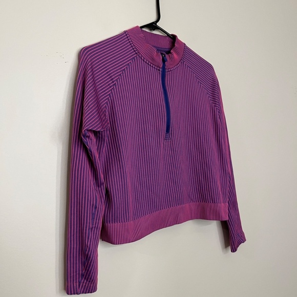 Lululemon Rest Less Cropped Half Zip Colour Rib Psychic / Sonic Pink 10 - Picture 10 of 11
